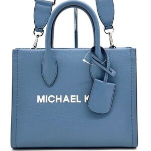 Michael Kors Mirella Small Pebbled Leather Crossbody Bag Blue Denim